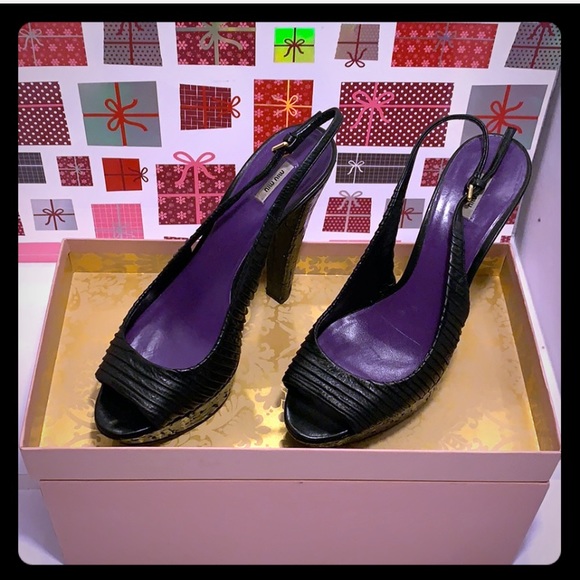GentlyUsed Miu Miu BlackLeather Peep Toe Pumps 8.5 - Picture 4 of 8
